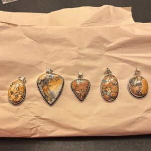 Real Malingano stone set in 925 Sterling Silver pendants (sold by the piece)